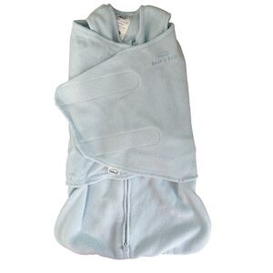 HALO SleepSack Swaddle Kids 0-3M Blue Microfleece 3-Way Adjustable Double Zipper